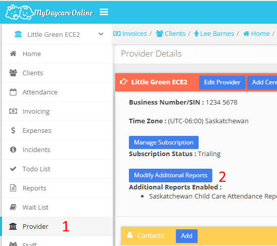Additional reports button